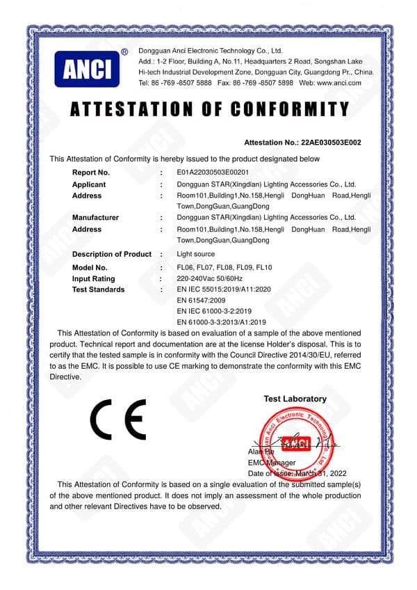FCC/ANSI Certification